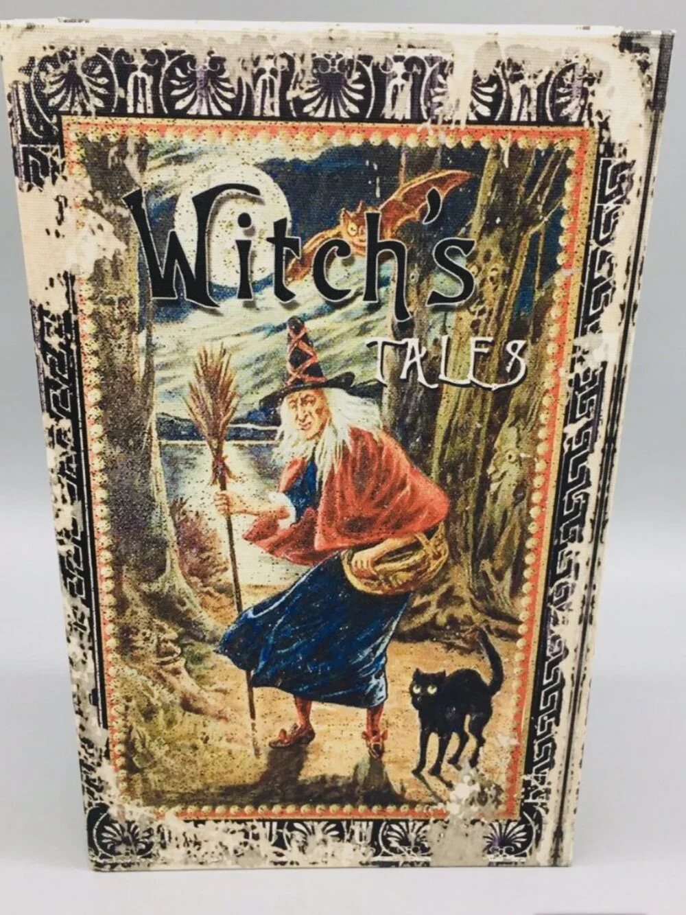 3pc Halloween Witch Handbook Faux Book Distressed Stash Storage Box Decor Prop